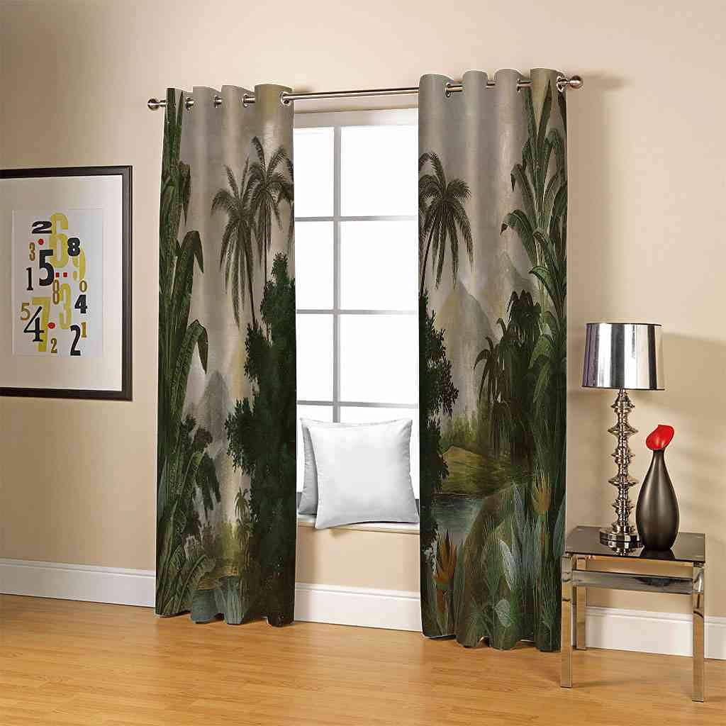 Tende oscuranti con stampa 3D a tema foresta pluviale tropicale, isolamento termico, tende oscuranti, in morbido poliestere, per camera da letto e soggiorno, 140 x 160 cm