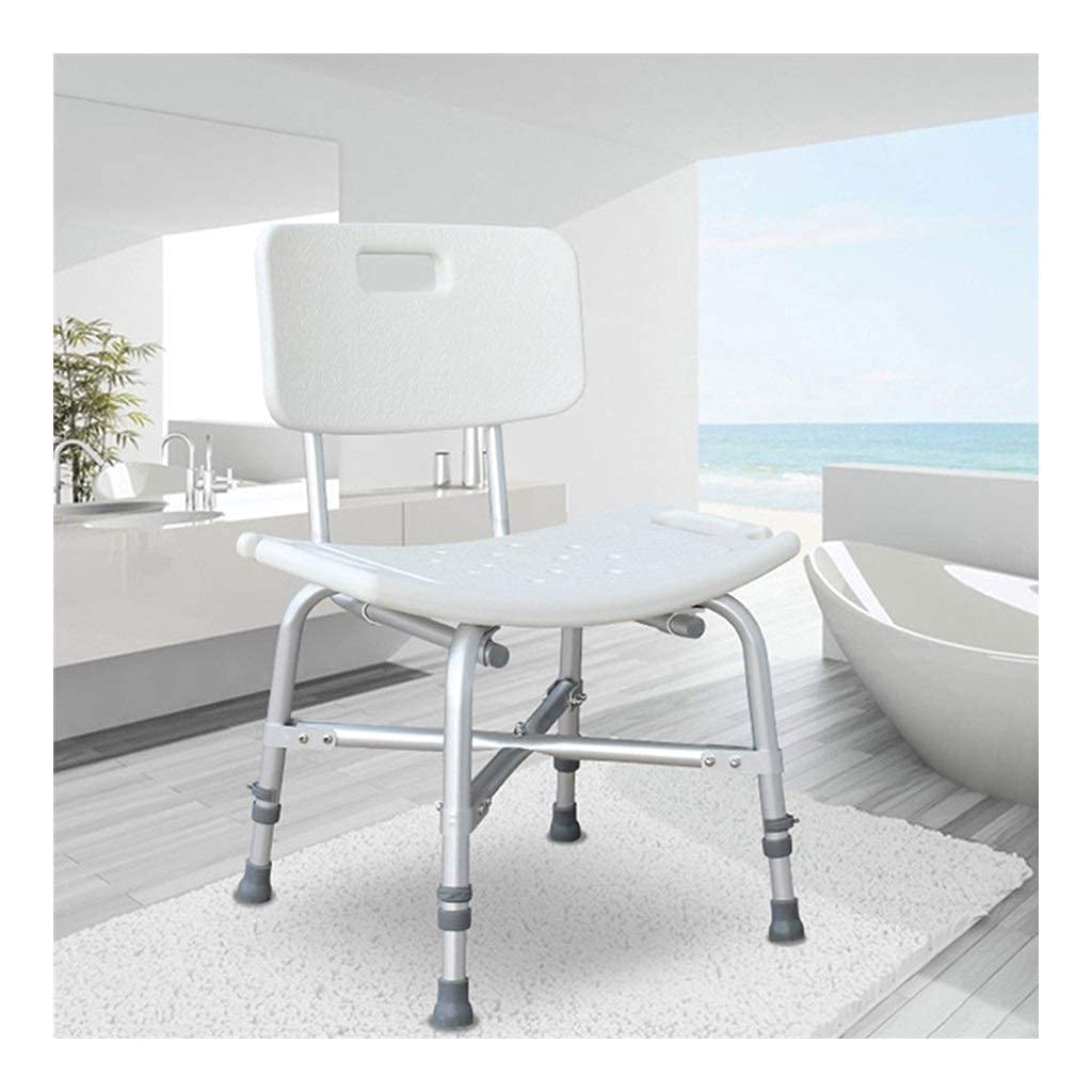 Asiento de Ducha Old Man con Respaldo y apoyabrazos Silla de Ducha Antideslizante Taburete de Ducha Taburete de Ducha de Altura Ajustable Aluminio Reforzado con Cruz Peso 150Kg, Asientos de