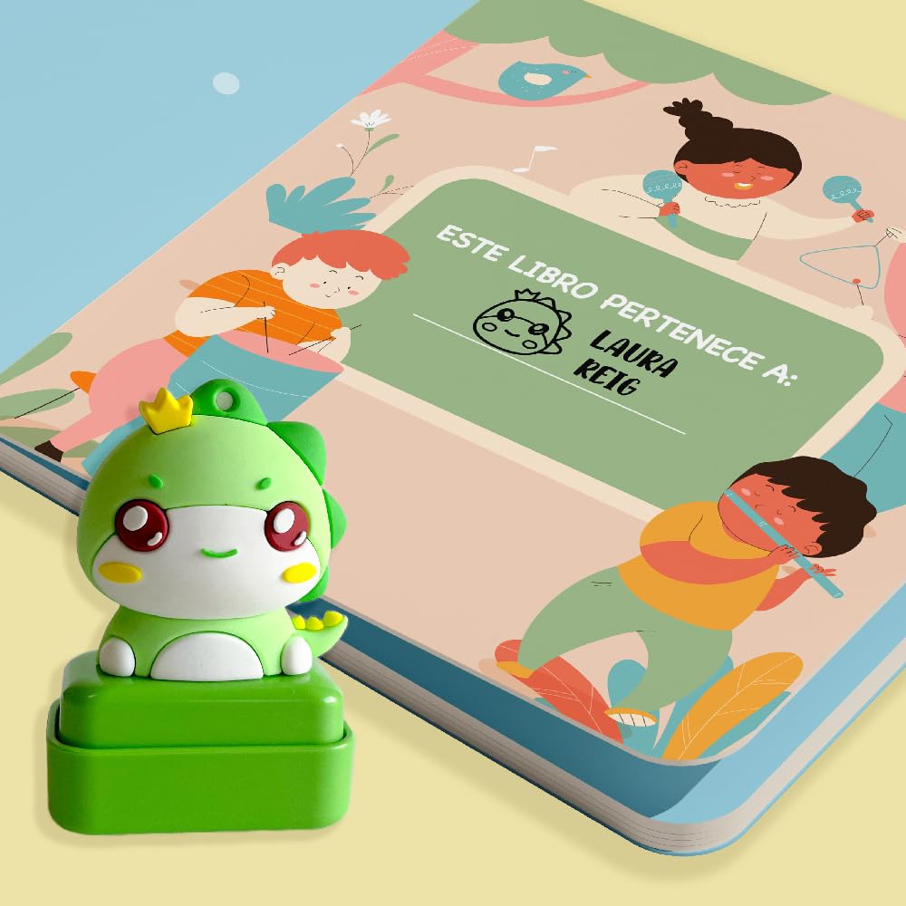 Transparent Gift Sello Personalizado para Ropa Infantil con Nombre Muñecos Animales. Sellos Personalizados Ropa Niños. Sello para Marcar. Tinta Negra Resistente al Agua. Regalos de Vuelta al Cole