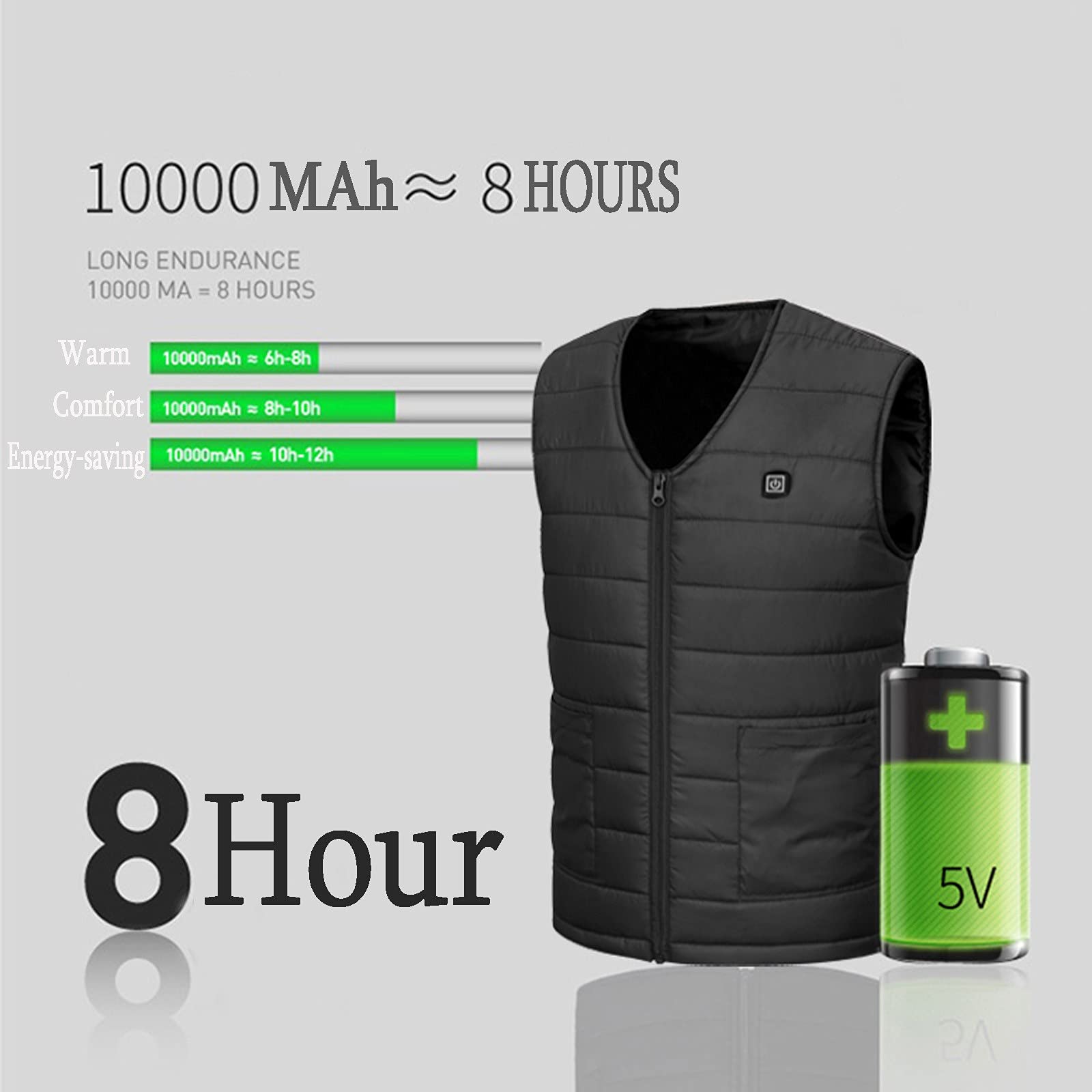Chaleco térmico para hombre, chaleco térmico para hombre, chaleco de calefacción de una tecla, chaleco de control de temperatura de tres velocidades, calentador térmico grueso, chaleco unisex