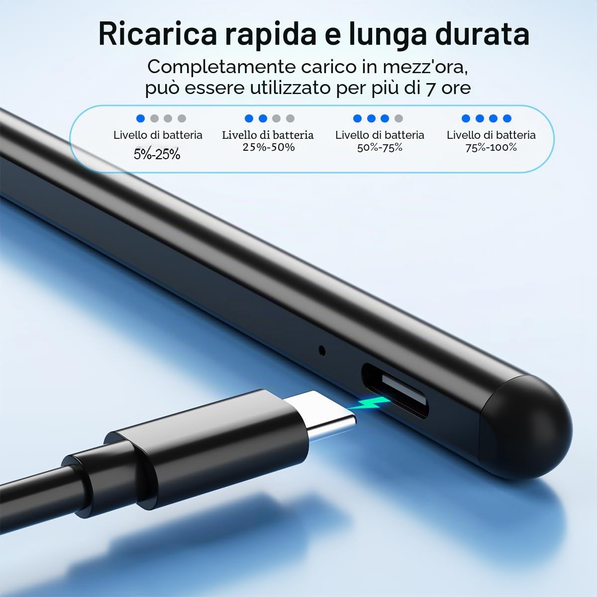 AICase Penna capacitiva, 2 in 1, pennino capacitivo, 1,45 mm, pennino capacitivo universale, ad alta precisione, compatibile con smartphone, tablet, Apple iPhone/iPad, nero