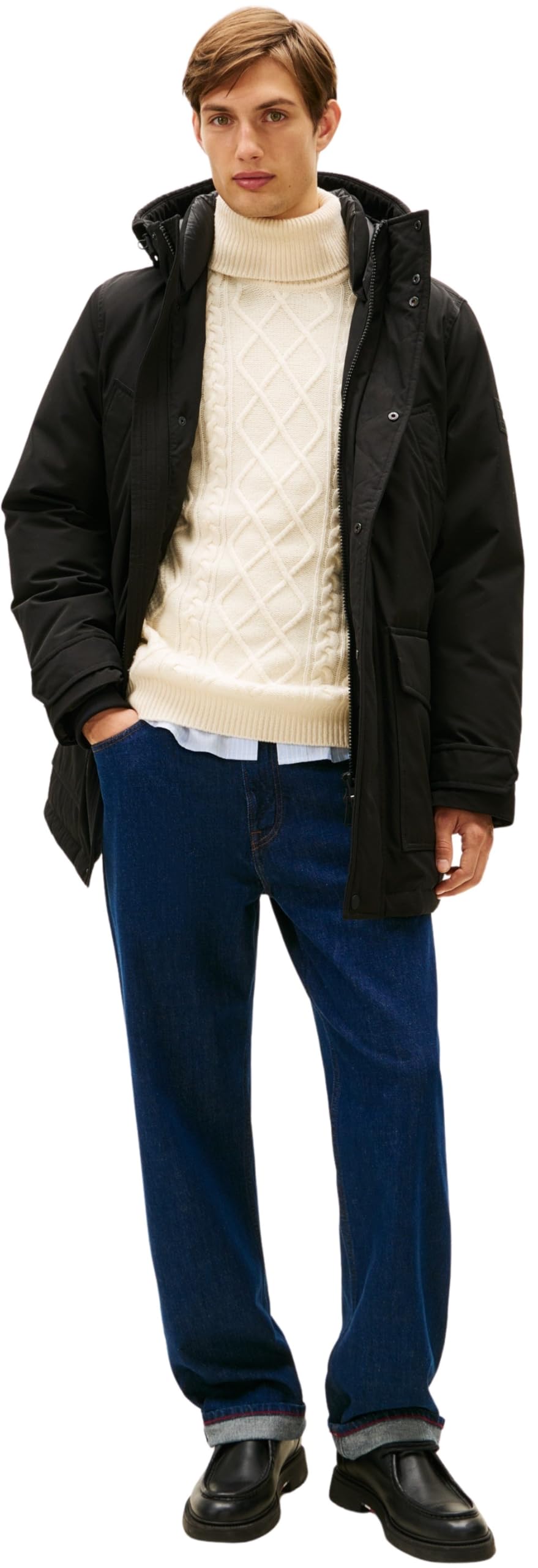 Tommy Hilfiger Men’s Rockie Down Parka with Hood, Black (Black), XL
