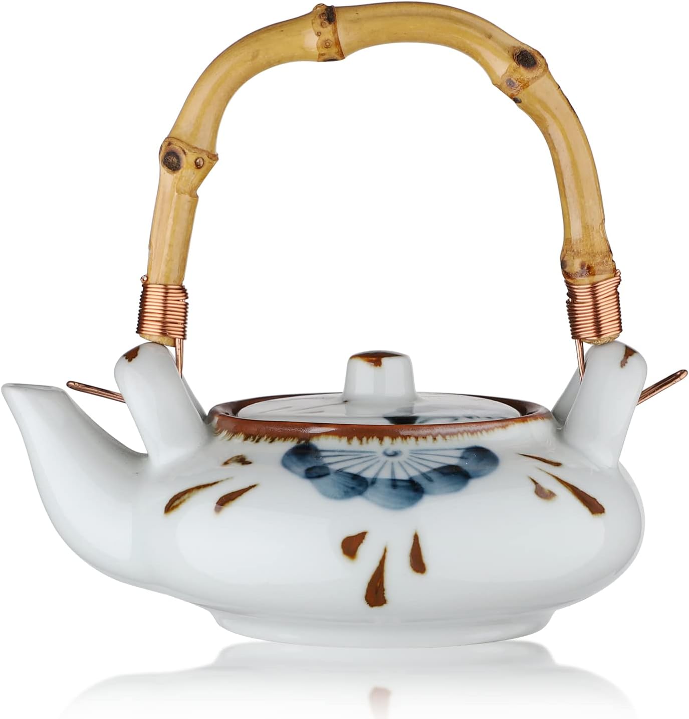Ceramic Teapot Japanese Style Porcelain Teapot with Rattan