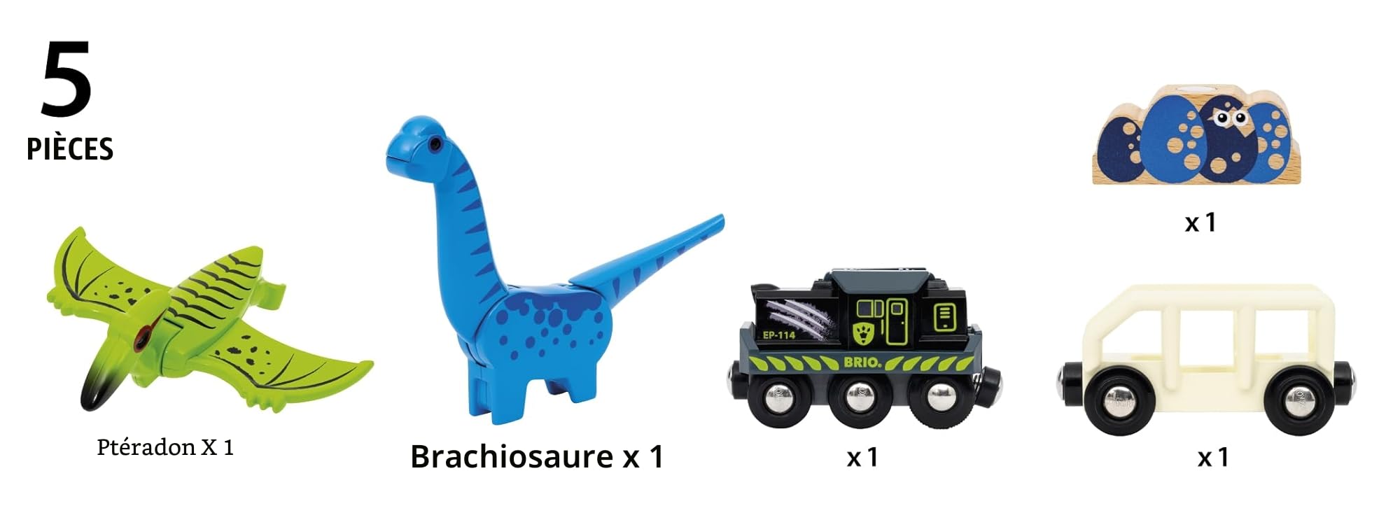BRIO World - 36096 - Train à Piles Dinosaure - Train électrique - Dinosaure Inclus - pour Circuit de Train en Bois - Jouet Mixte à partir de 3 Ans