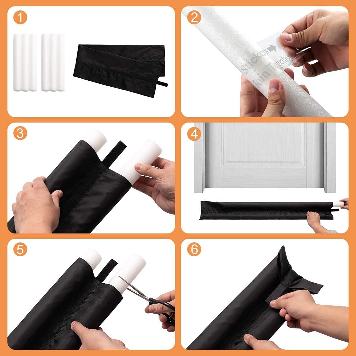 Door Draft Stopper,Under Door Blocker Size of MUOVE Adjustable Size from 32" to 36"，Cover Gap Up to 1.4"，Air Door Guard Sound Blocker Door Sweep, Water-Proof, Winter-Proof, Block Light，Energy Saving