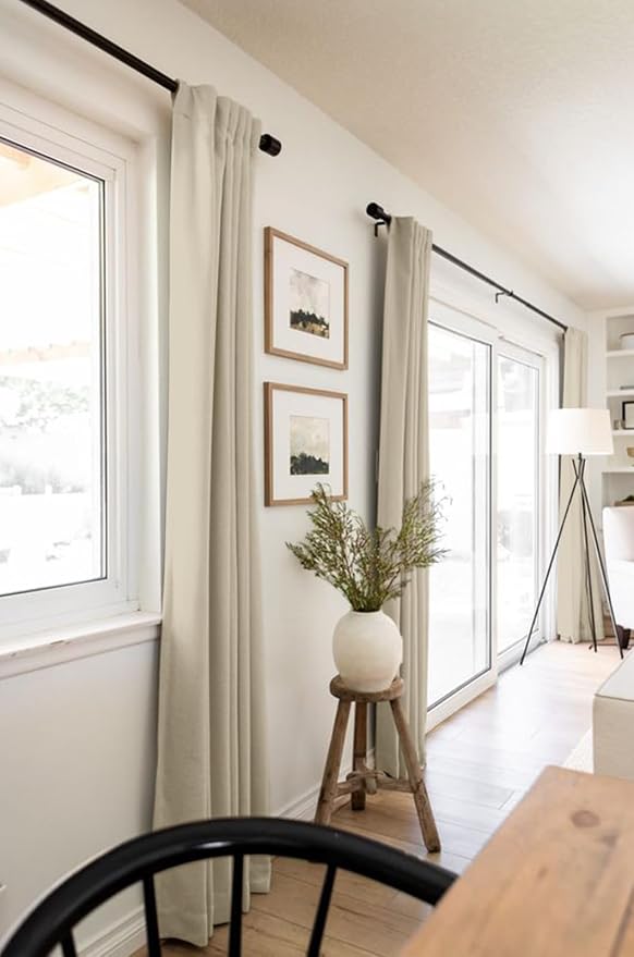 100% Blackout Shield Linen Blackout Curtains for Bedroom 84 Inches Long,Back Tab/Rod Pocket Living Room Drapes,Thermal Insulated Textured Blackout Curtains 2 Panels Set,50" W x 84" L,Linen Brown