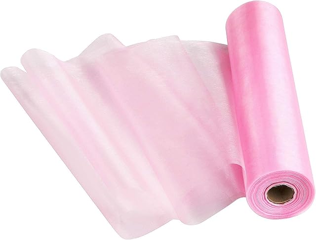 50 m x 30 cm Fabric Table Runner Tulle Roll Organza Transparent Roll of Organza Sheer Fabric Elegant Decorative Cloth for Wedding Chair Table Decoration DIY Crafts