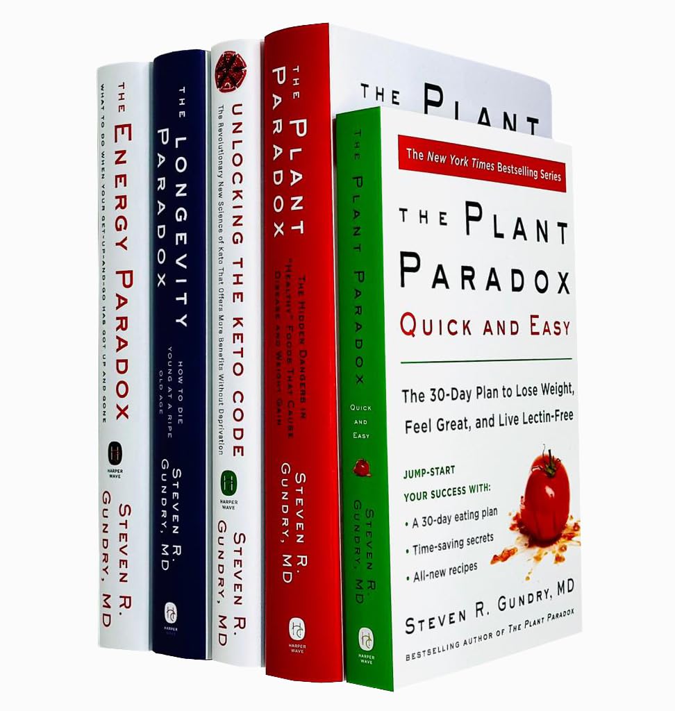 Dr. Steven R Gundry MD 5 Books Collection Set (The Plant Paradox, The Longevity Paradox, The Energy Paradox, Unlocking The Keto Code & [Paperback] The Plant Paradox Quick and Easy)
