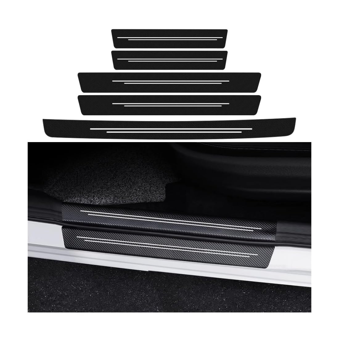 4 Pièces Plaques Plinthes Fibre Carbone Pour Dacia Duster 2018-2023 - Seuils De Porte Anti-Dérapant Autocollant Résistant Aux Rayures