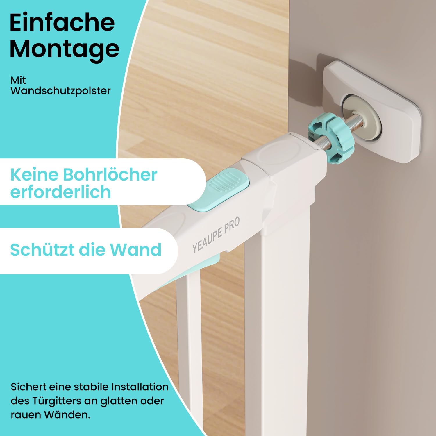 YEAUPE PRO Treppenschutzgitter Ohne Bohren, für Breiten 80-83 cm