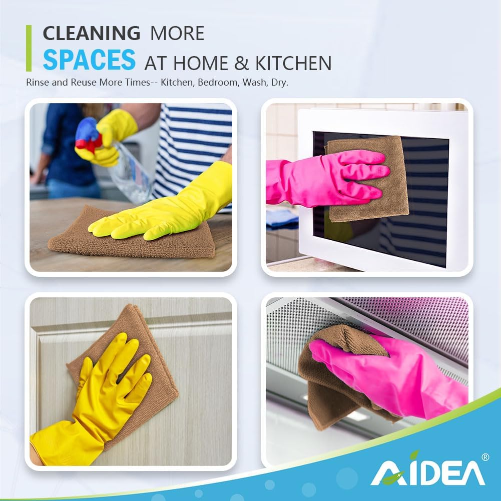 AIDEA Microfiber Cleaning Cloth-12PK, Soft Microfiber Towels for Cars, Absorbent Cleaning Rags, Lint-Free Streak-Free Wash Cloths for House, Kitchen, Window(12in.x12in), Brown - Image 7