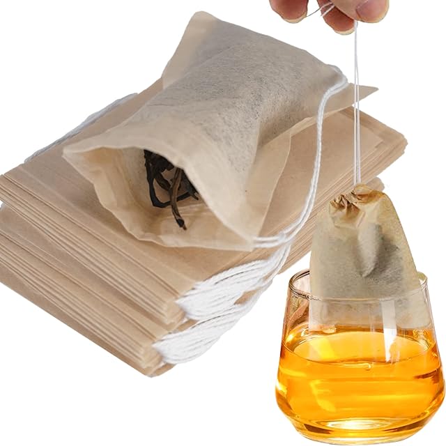 NEPAK 600 Pcs Disposable Tea Filter Bags,Natural Pulp Material Drawstring Seal Tea Bags Empty for Loose Leaf Tea (5 x 7 cm)