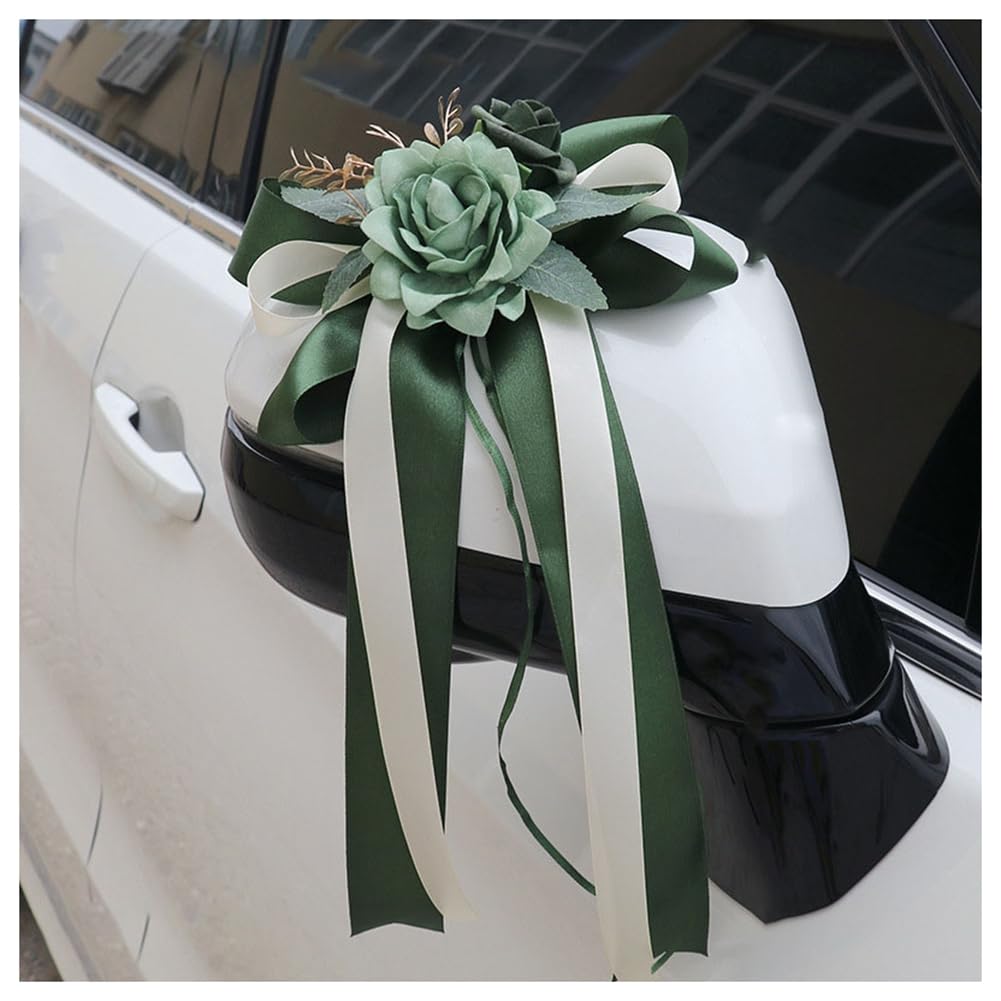 Lot de 20 décorations de voiture pour mariage, simulation de fleur, nœud, décoration de voiture de mariage, rétroviseur, poignée de porte, décoration avec ventouses, décoration pour mariage,