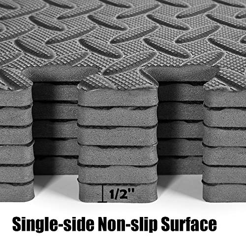 papababe Puzzle Exercise Mat with EVA Foam Interlocking Tiles for MMA Exercise, Gymnastics and Home Gym Protective Flooring, 1/2\'\' Thick, 96 Square Feet