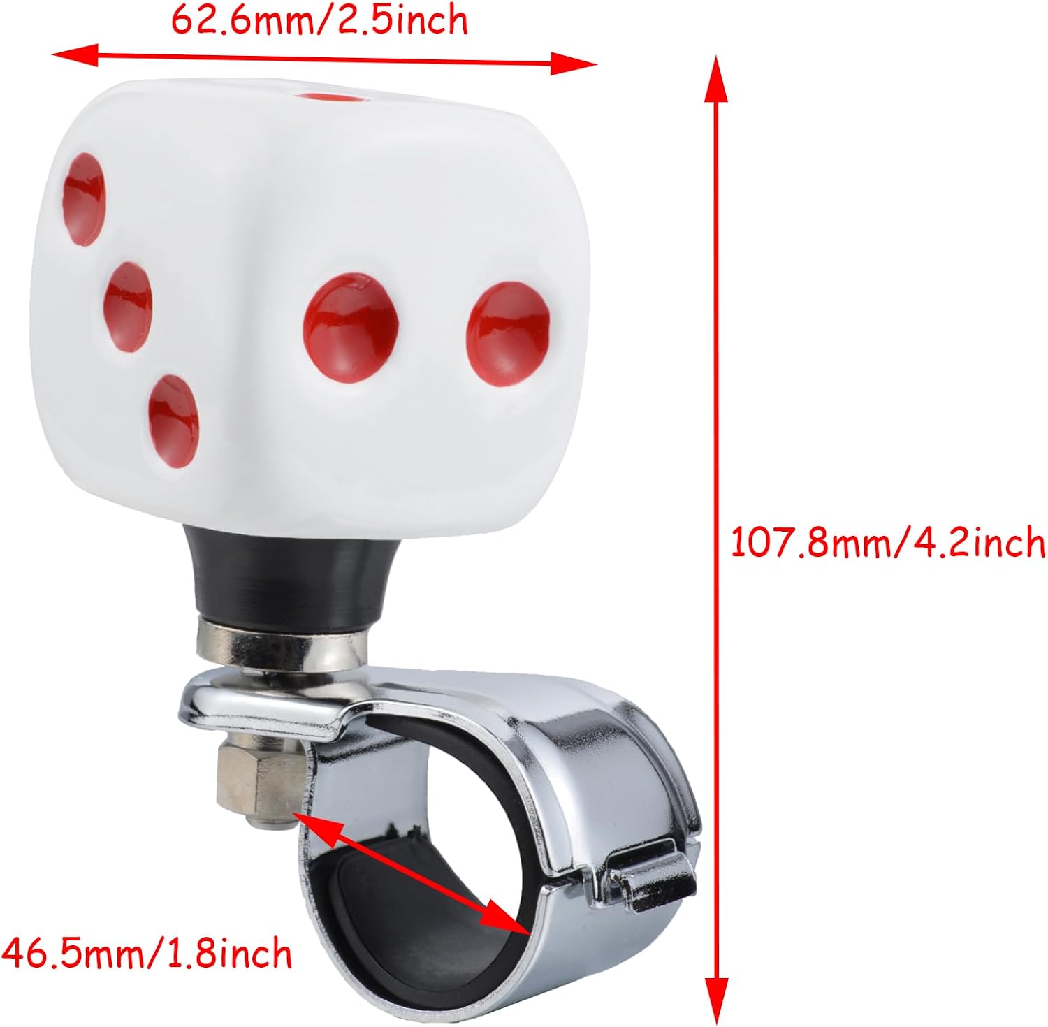 Lunsom Dice Shape Steering Suicide Spinner Turning Wheel Knob Driving Power Handle Aid Control Helper Grip Booster Fit Tractors, Forklifts, Lawn Mowers(White)
