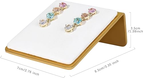 Vista 2 de GemeShou Soportes para pendientes de terciopelo beige para vender, tablero de almacenamiento de aretes pequeños para niñas, soportes de exhibición