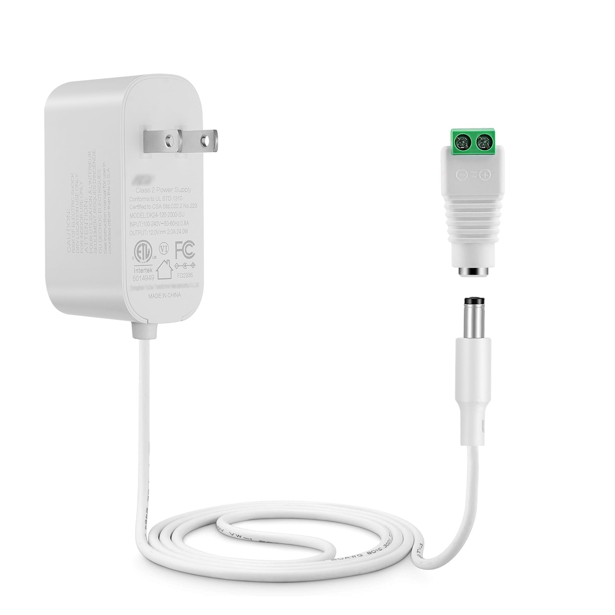 Tonton 24W Power Supply Adapter 6ft Cord 12V 2A 2000mA DC Power Cable to 110-240V AC Adapter UL/CE/FCC Certified 5.5mmx2.1mm DC Plug with LED Terminal