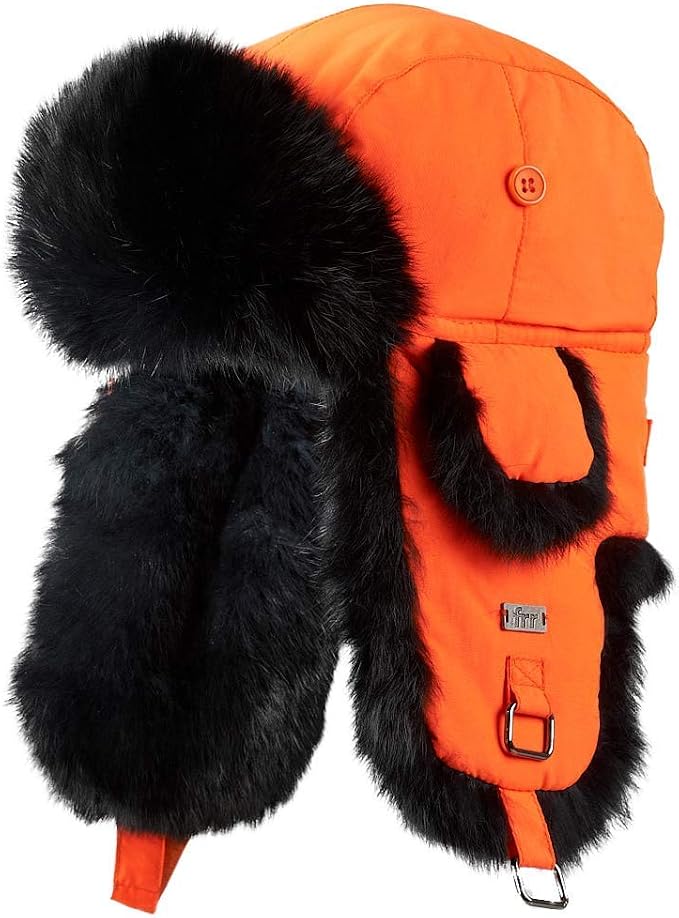 Aviator Hat with Black Rabbit Fur 