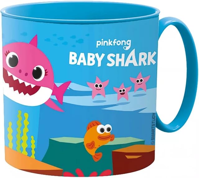 Kids Character Cute Mini Mug 265ML Drinking Re-Usable Plastic Cup Microwave Safe (Baby Shark)