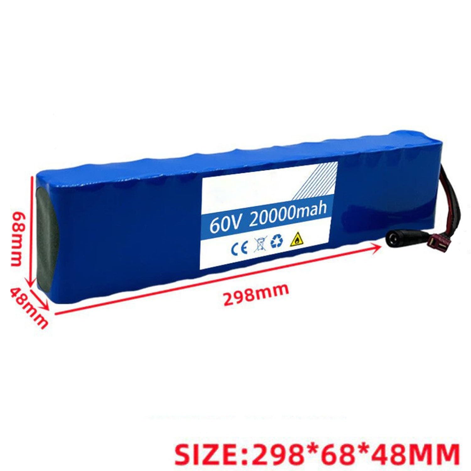 60V 20Ah Elektrofahrrad Batterie 16S2P E-Bike Akkupack Wasserdichter PVC-Akku Mit 67.2V 2A Ladegerät Für 200W 500W 800W 1000W Elektrisch Bike Scooter Moto Motor