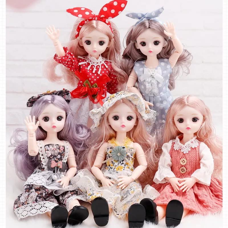 Image of DSR Doll (2 Piece Set ) Movable Joint Makeup Cute Girl Brown Eyes Fashionable Doll for Kid Girls (Movable Joint-Small Doll-30CM(Pack of 2))