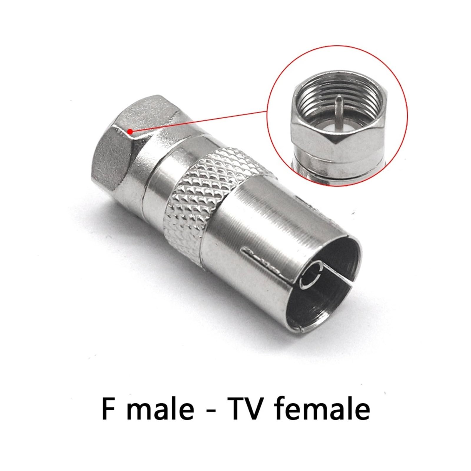 2/5/10 adattatori coassiali RF femmina a TV maschio, ad angolo retto di 90 gradi, 75 Ohm, nichelato, per cavo antenna e top box (F-TV JK, 10 pezzi)