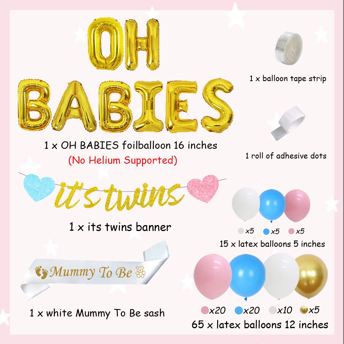 Twin Baby Shower Decorations It s Twins Glitter Paper Banner Pink  