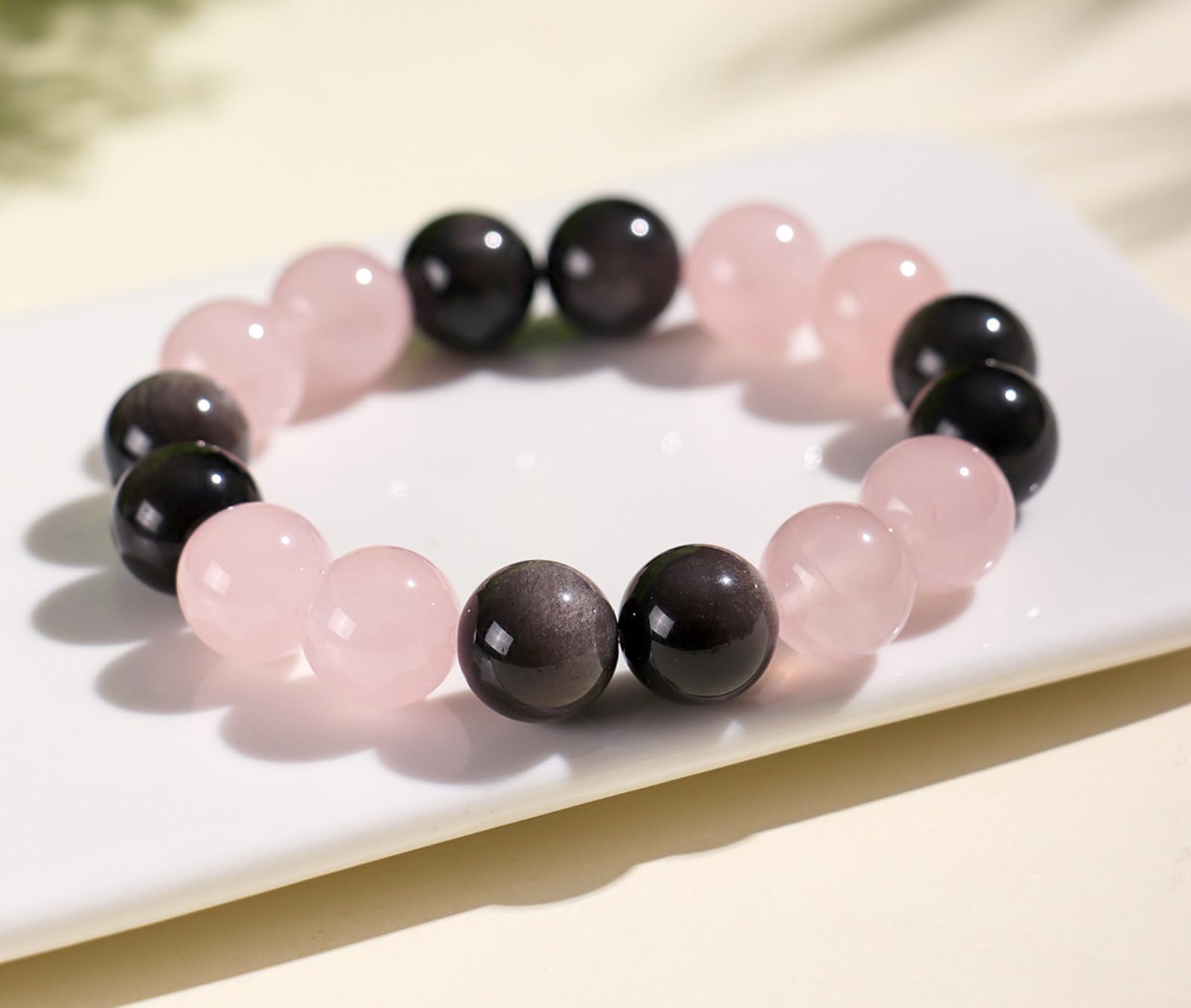Pulsera de Cristal Natural Estilo Chino Flor de Resina Amarilla Zafiro Azul Cuentas de Cuarzo Blanco Hechas a Mano joyería de Regalo para Mujer,B