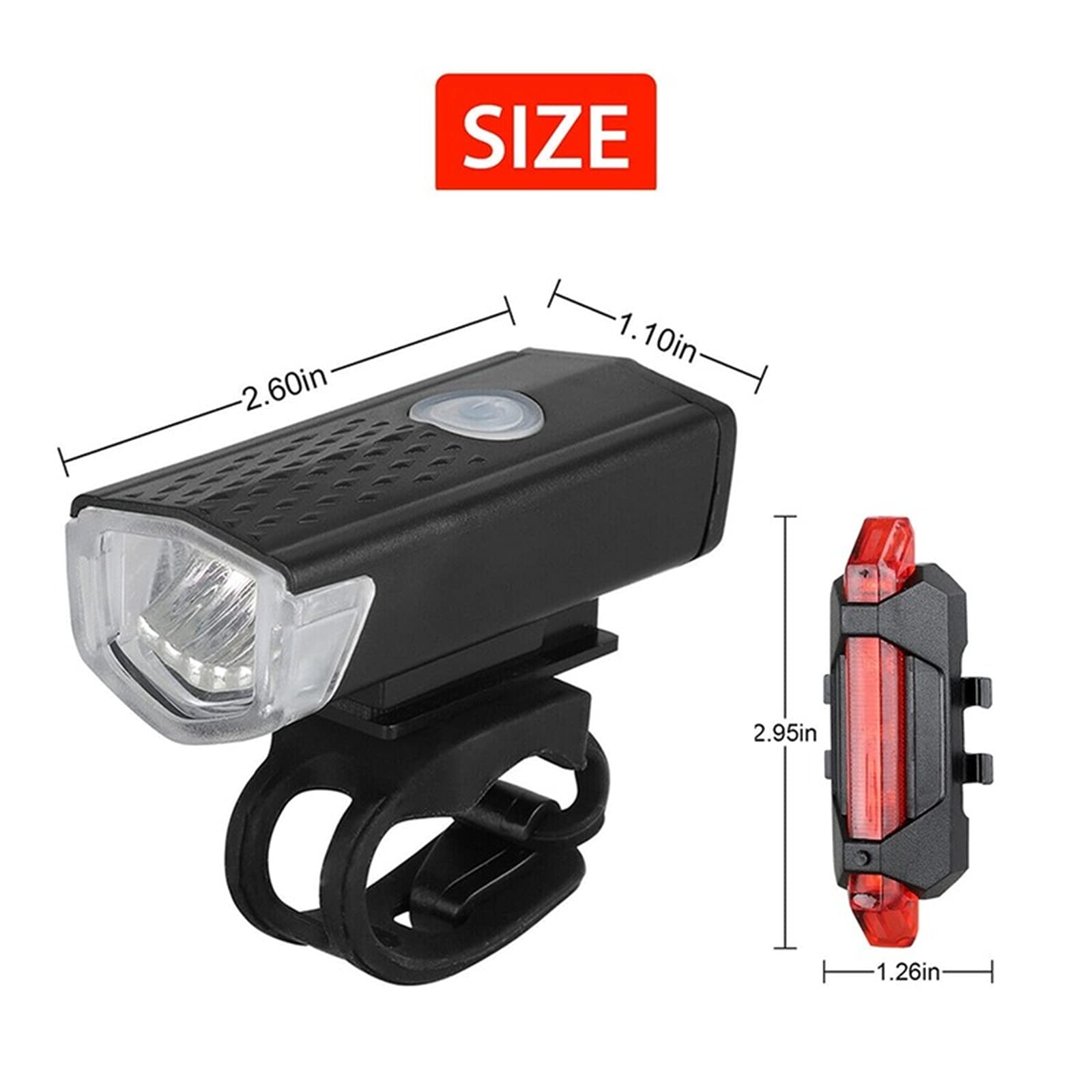 Lampe de Vélo Rechargeable USB LED Cycle de Montagne Lumière de Vélo Avant Feu Arrière Lampe de Poche Étanche Ensemble de Lampe de Vélo