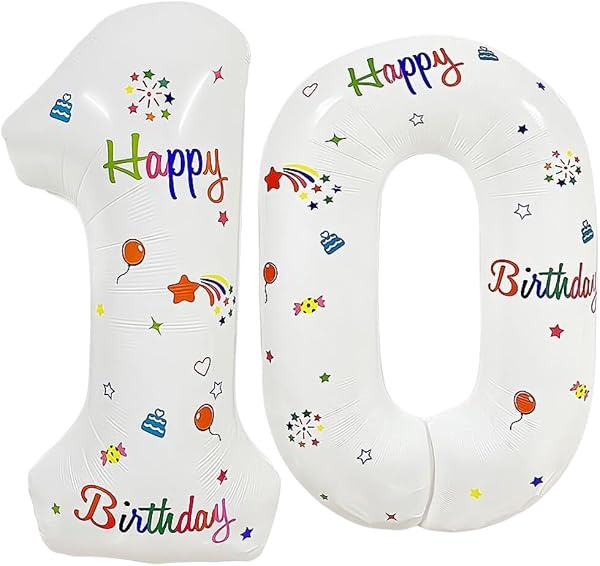 10数字 バルーン白 小きい誕生日 飾り付け10歳, 86cm白風船 数字10スウジ バルーン オオキイ 記念日/カーニバル/卒業式/プロポーズ/写真撮影用小道具 - 1
