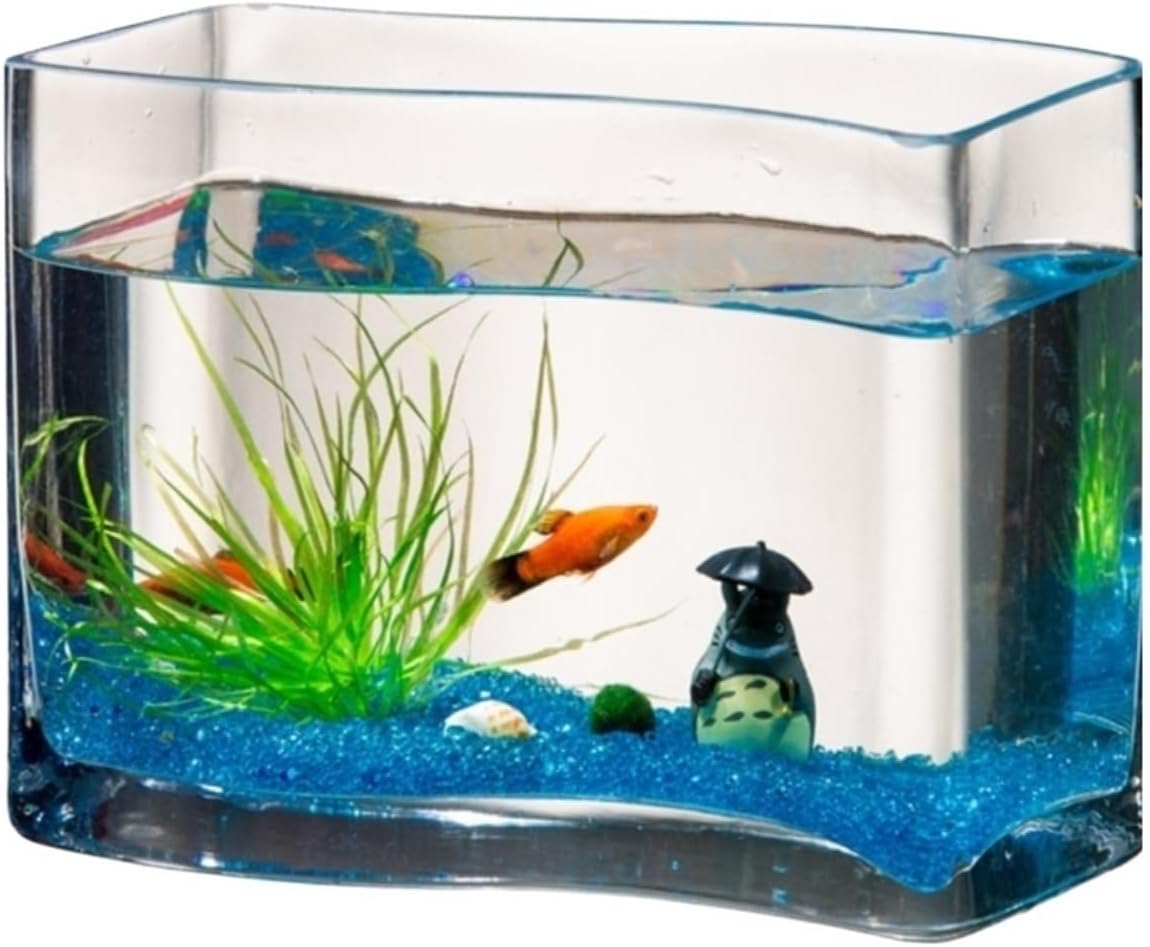 Fish Aquarium S-Shaped Transparent Glass Goldfish Aquarium Tropical Fish Small Desktop Mini Turtle Tank Living Room Aquariums