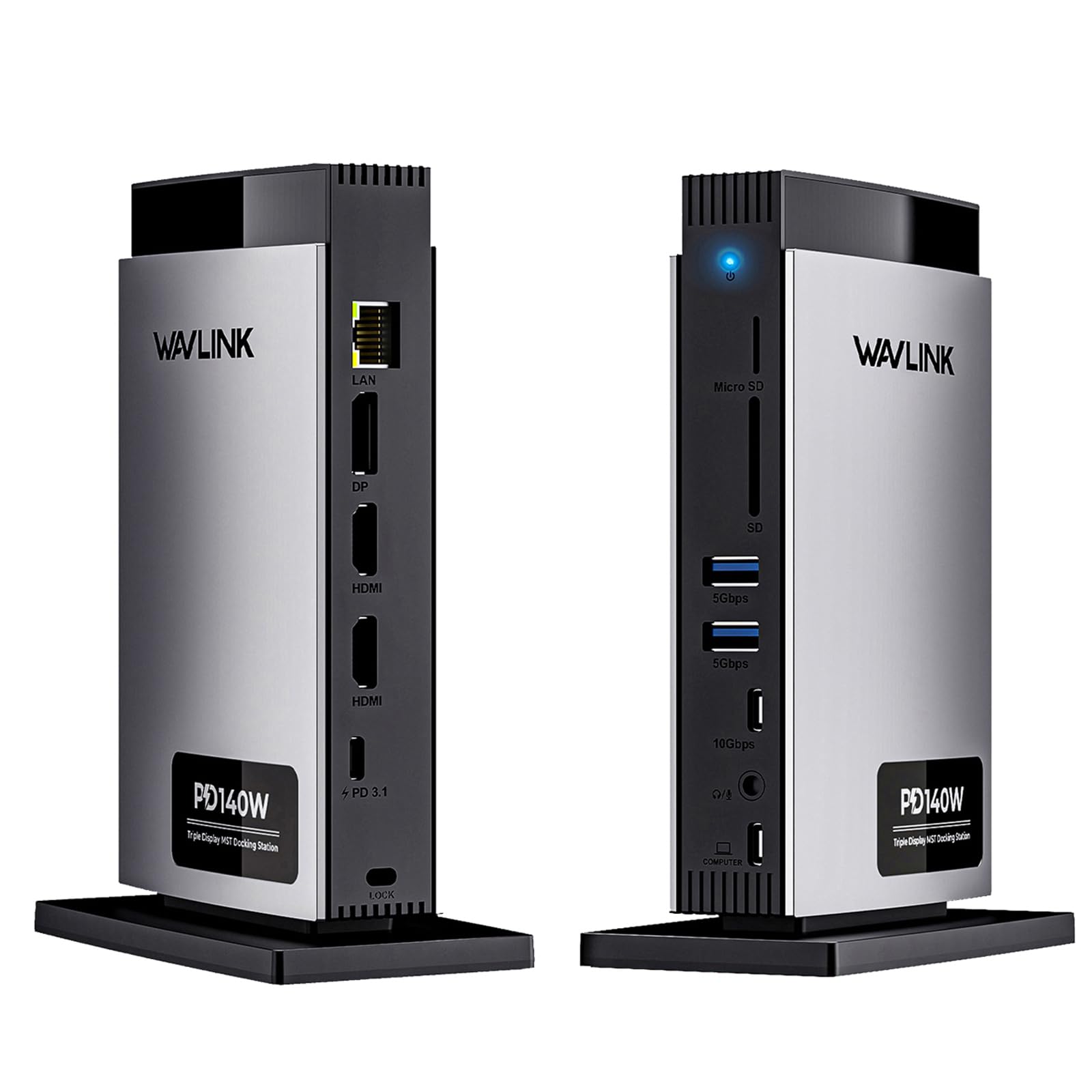 WAVLINK Laptop Docking Station Dreifaches Display (Single 8K@30Hz/4K@144Hz), USB C Dock 125W PD3.1 Pass-Through, 2*HDMI, DP, Ethernet, SD/TF, für Windows