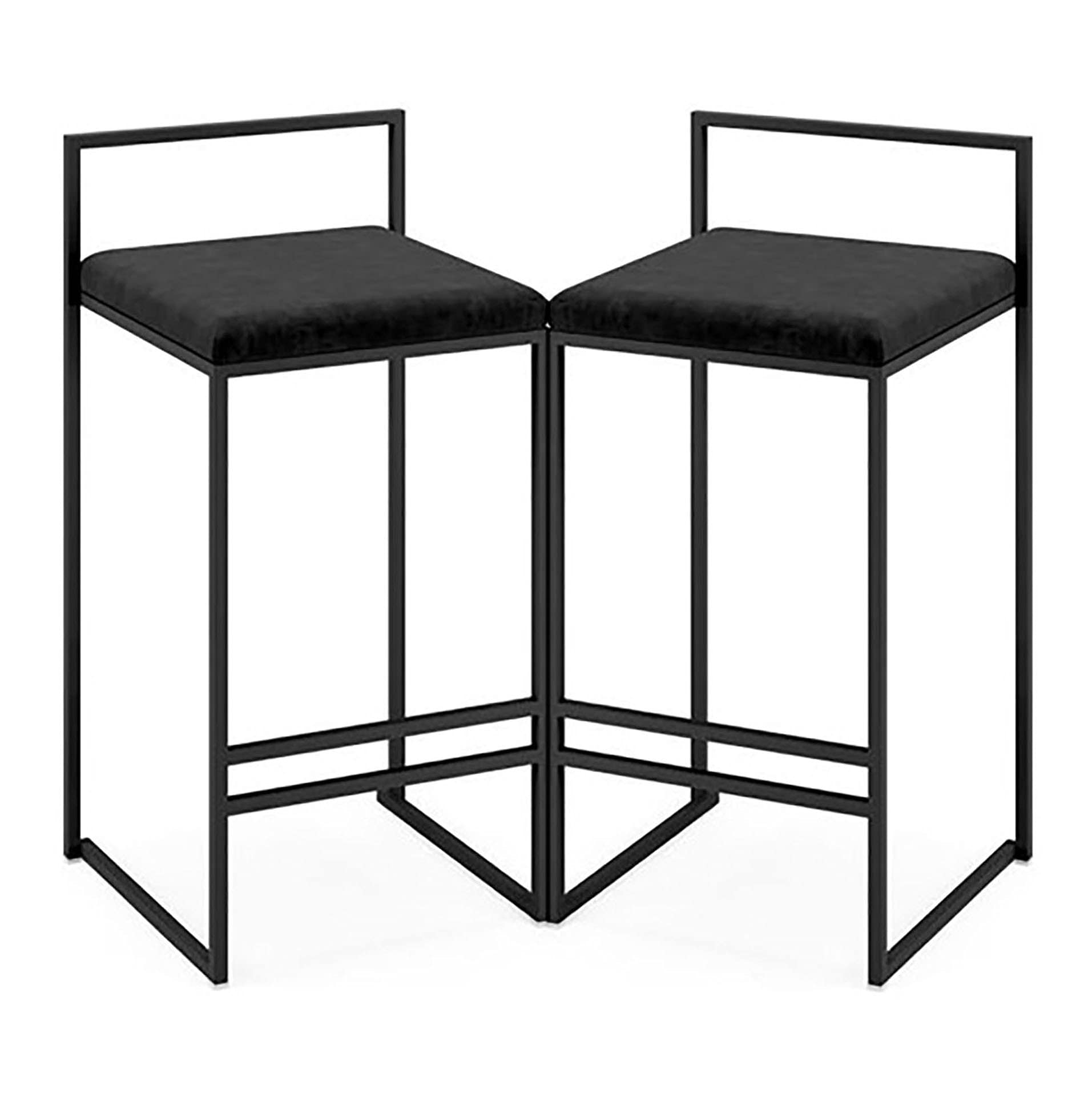 Chaise haute en velours noir et pied métal pour un design intérieur raffiné