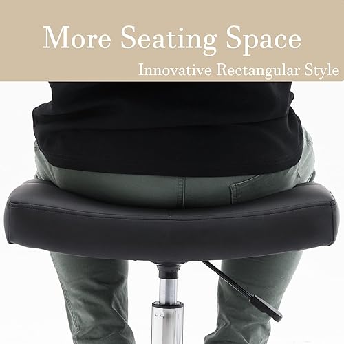 Miniatura 3 de Taburete ancho con ruedas de bloqueo, reposapiés giratorio de altura ajustable para salón, cocina, laboratorio, oficina, hogar (negro, 19 a 24