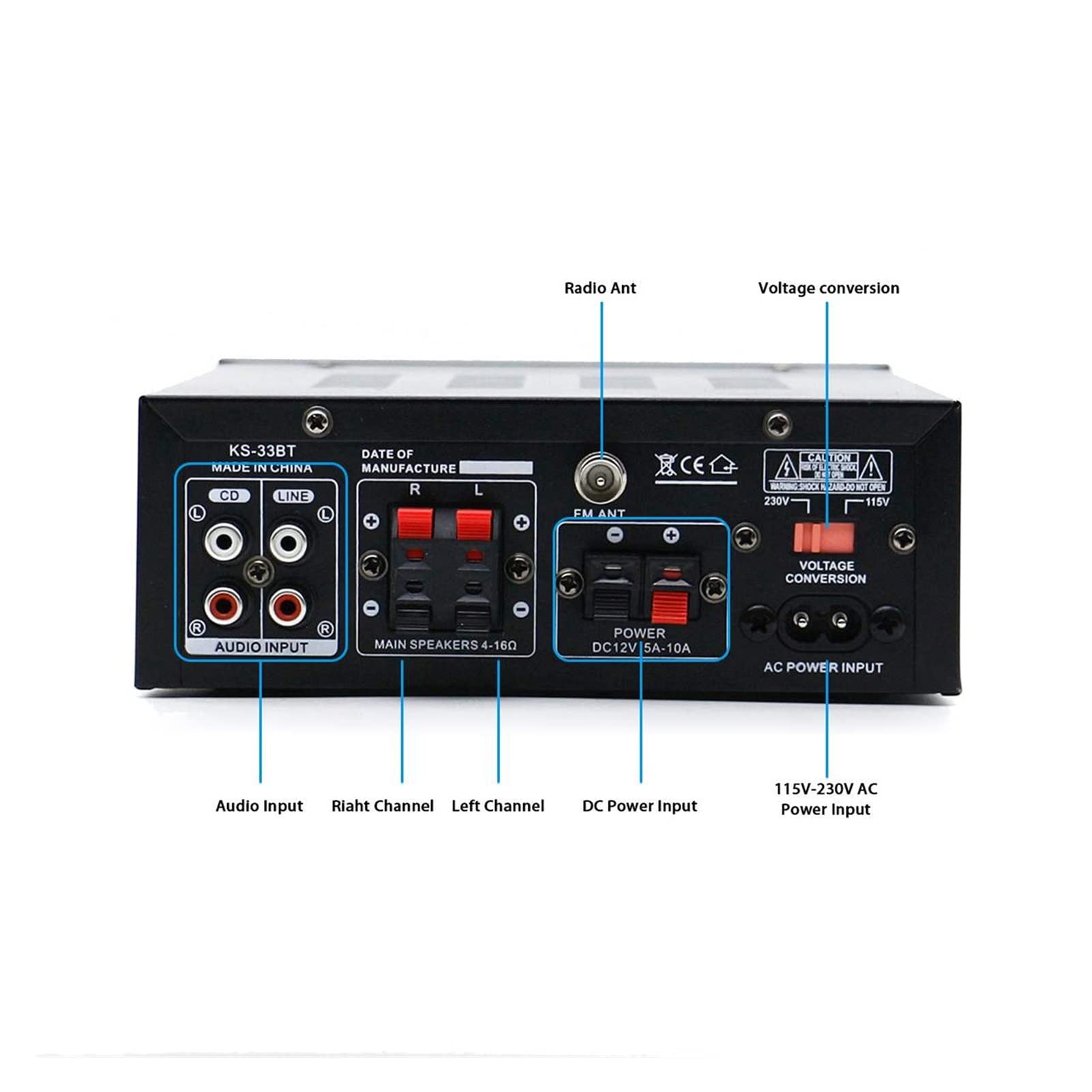 Bluetooth Amplificador estéreo HIFI Audio digital Home Karaoke Power Amplificador AUTOM AUTO AMPLIFICADOR HIFI USB Procesador de audio
