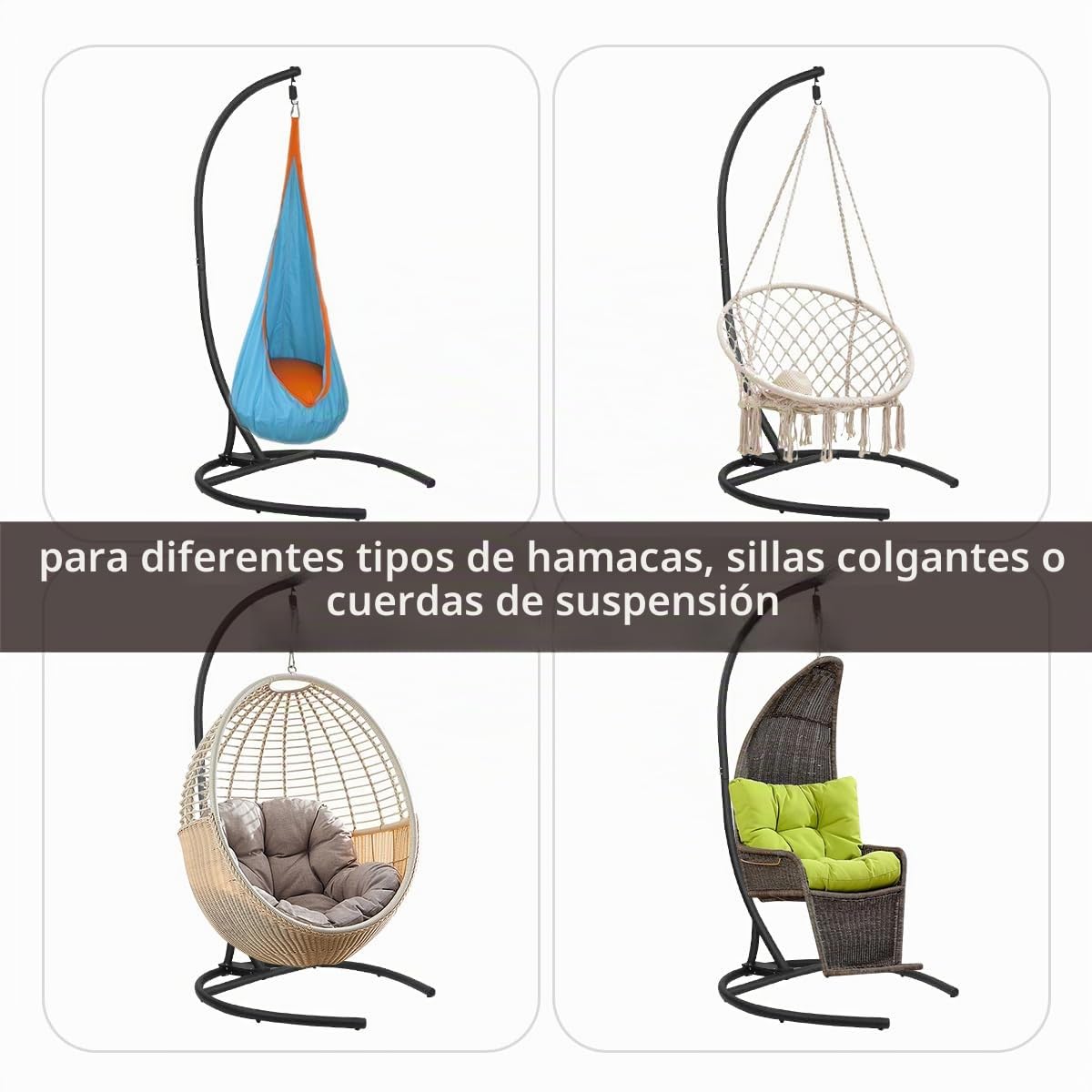 Soporte Silla Colgante, Soporte para Sillón Colgante Columpio, Carga Máxima 150 kg, Adecuado para Interiores y Exteriores