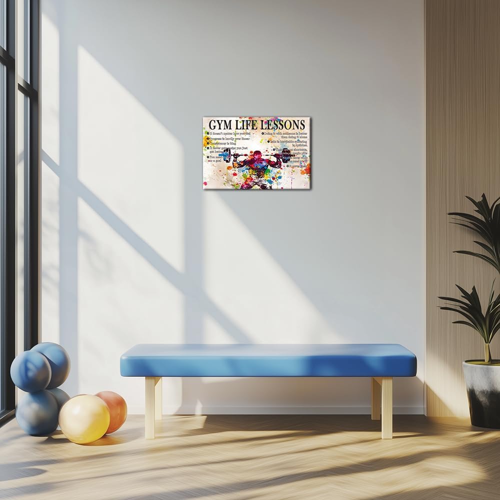 Axglnumber Gym Wall Art Framed Motivational Quotes Poster Modern Life Lessons Pictures Prints,Retro Canvas Painting Gym Poster 12x18 inches