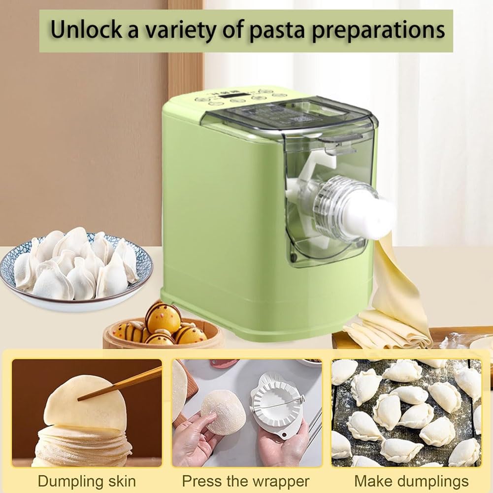 Máquina eléctrica para hacer pasta, Máquina para hacer pasta y fideos, 13 tipos de moldes de prensado, Totalmente Automática(Verde)