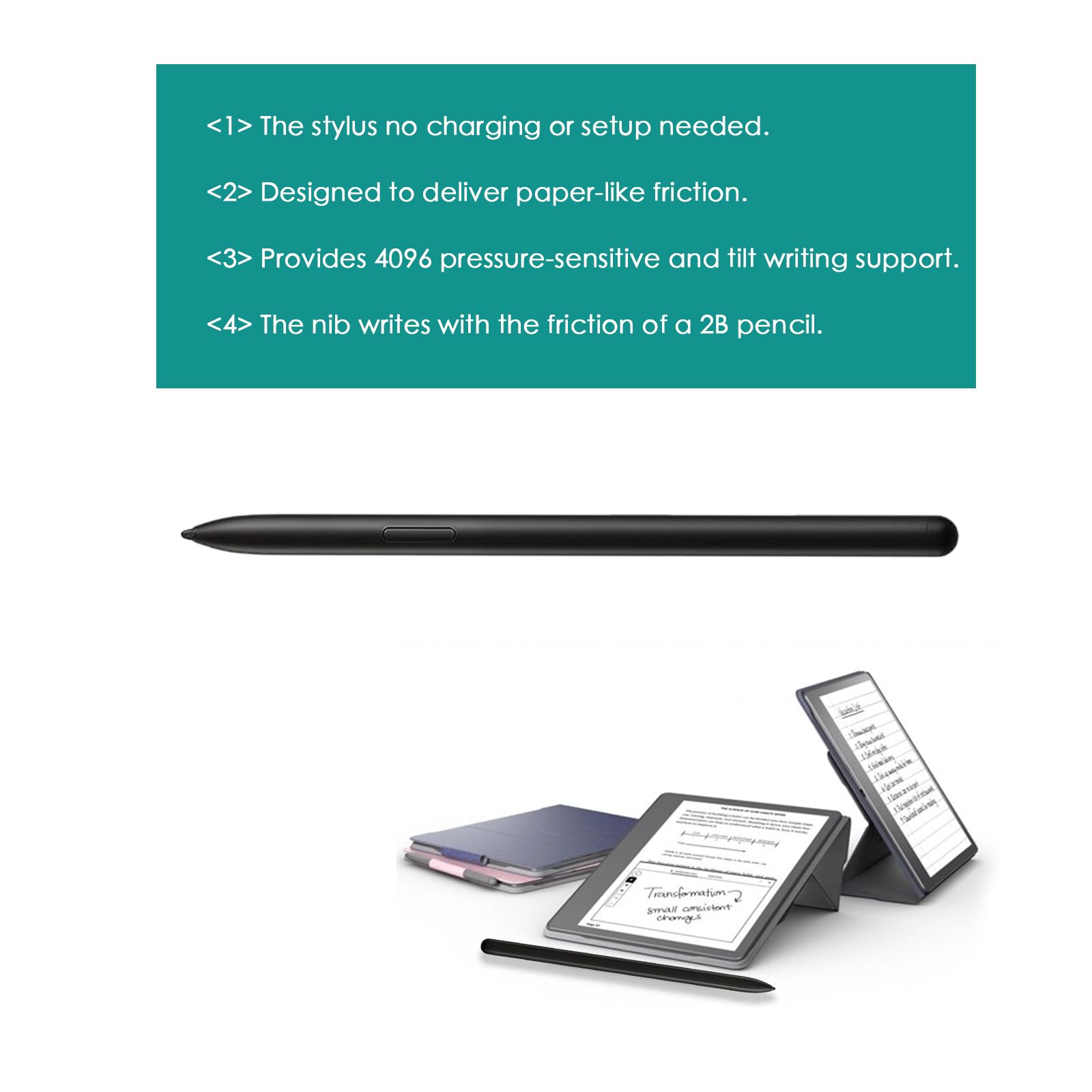 Stylus Pen Replacement for Kindle Scribe,4096 Pressure Sensitivity,Magnet Adsorption Pen for Digital Writing,Drawing Replacement for Kindle Scribe Pen(Black)