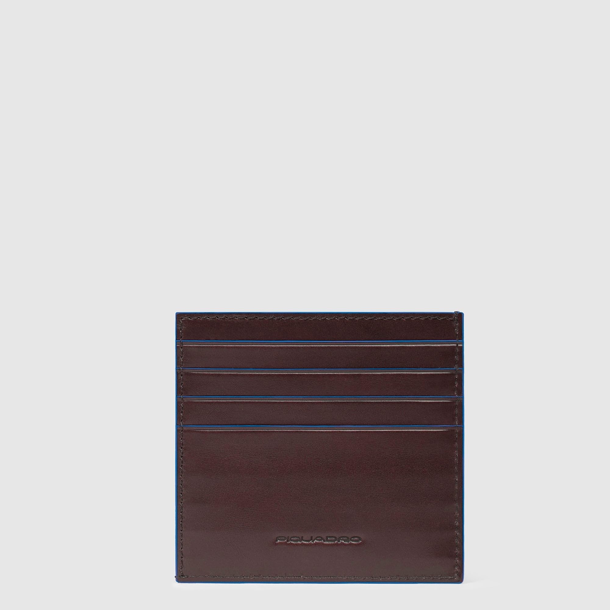 PIQUADRO – Portacarte di Credito Blue Square – in Pelle – Protezione RFID, 8 fessure per carte e 1 comparto interno – Colore Mogano – Unisex