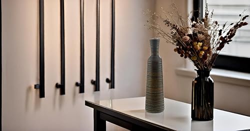 Miniatura 4 de AeraVida Jarrón de madera de mango en forma de botella con patrón de rayas horizontales  Florero de madera natural de 14 pulgadas para arreglos