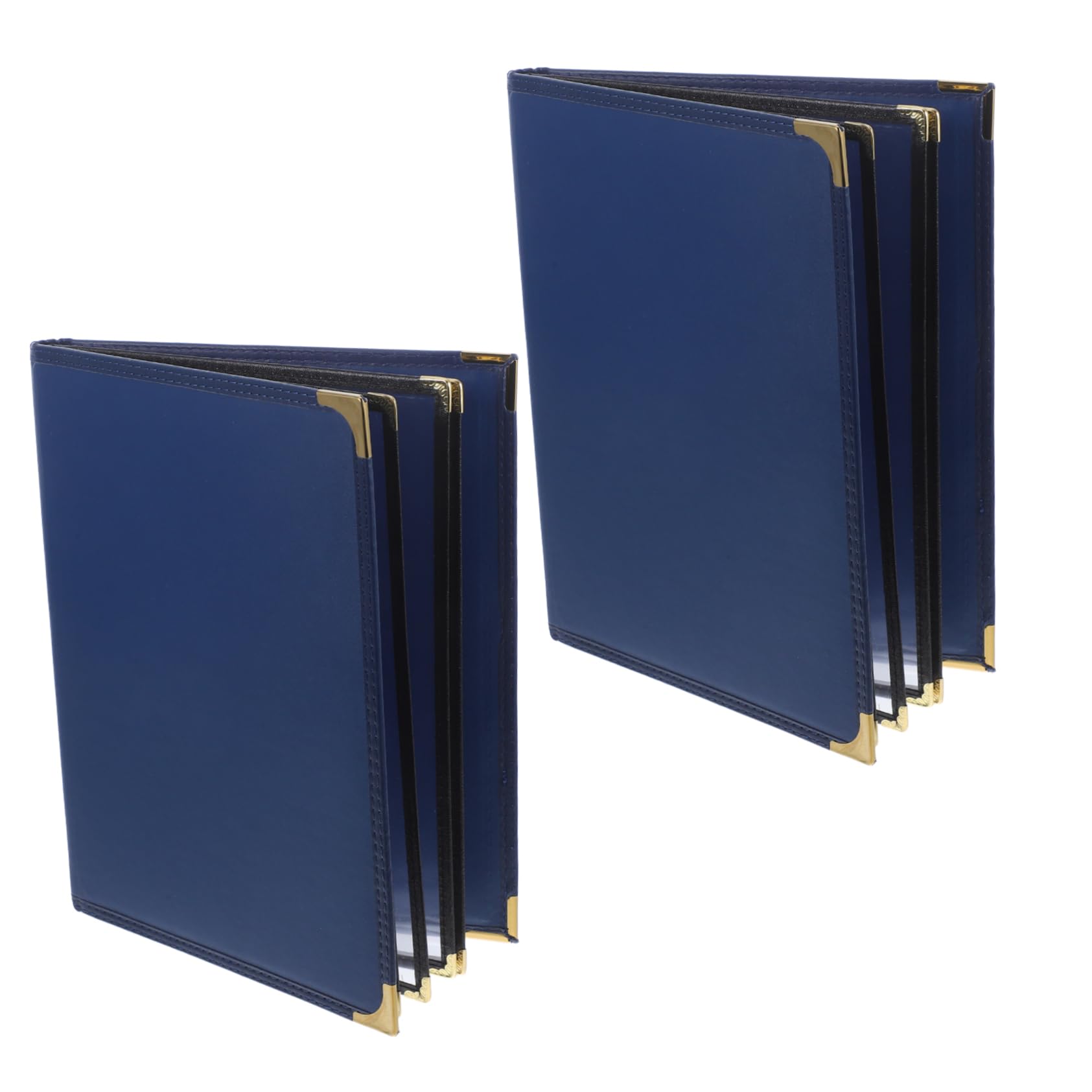 Portamenús de Restaurante Azul 2 Piezas Pu Pvc 4 Páginas | Fundas Transparentes Reemplazables, Uso Versátil en Bares y Comedores, Limpieza Sencilla y Alta Nitidez