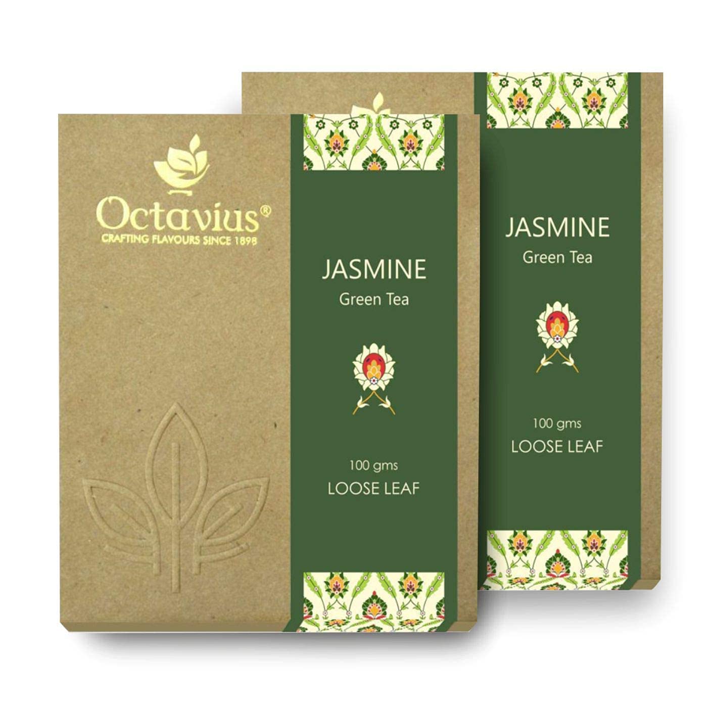 Octavius | Jasmine Green Tea - 100 Gm (Pack of 2) 100 Cups |100% Natural Ingredients | Loose Leaf | Jasmine Flower | Antioxident-Rich | Boost Immunity | Improves Sleep, Skin and Hair | 200Gm Box-image-16
