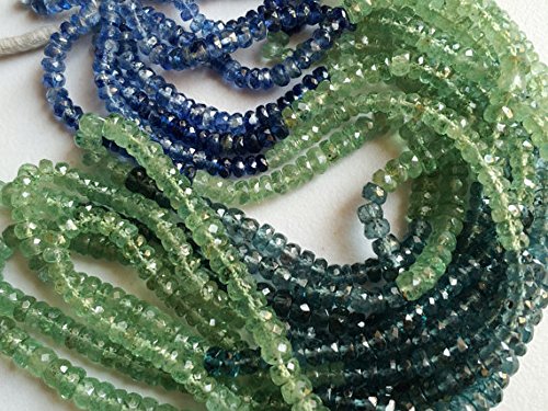 1 Strand Natural Shaded Kyanite Beads, Blue & Green Kyanite Facete Rondelles, Kyanite Necklace, 4-5mm Beads, 13 Inch