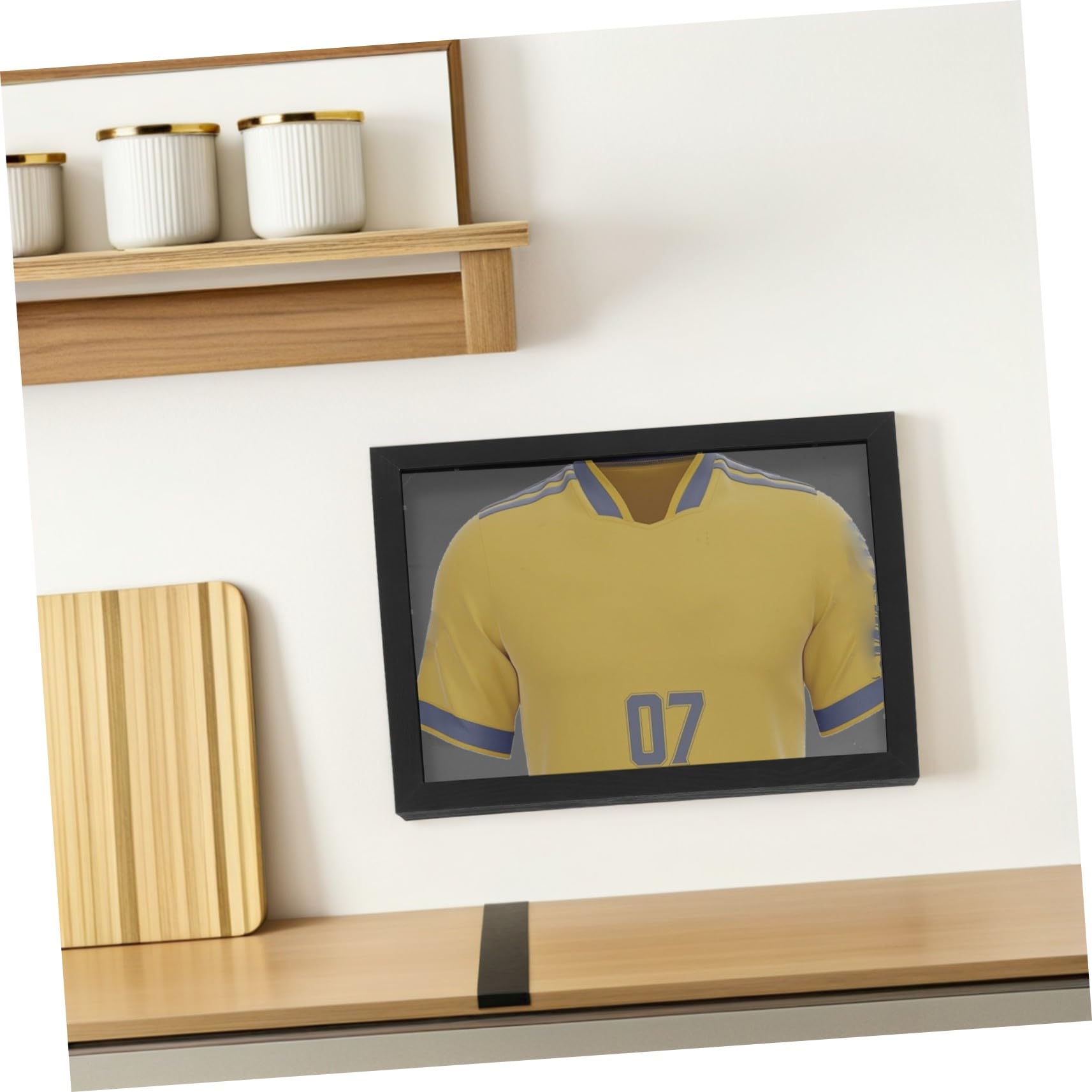 Cabilock Marco de Camiseta de Fútbol Negro 14x18 Pulgadas de Madera