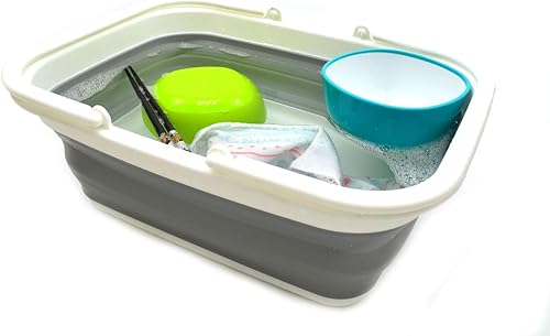 Miniatura 51 de SAMMART SAMMART - Bañera plegable con asa de 9.2L (2.37 galones) - Cesta de picnic portátil al aire libre/cráter - Bolsa de compras plegable - Azul