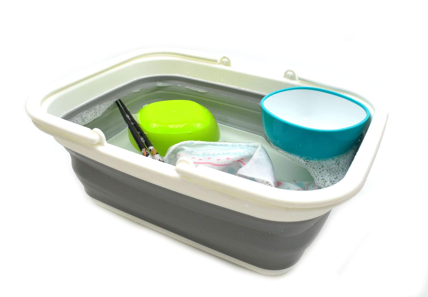 SAMMART Opvouwbare badkuip, 9,2 l, draagbare picknickmand voor buiten, opvouwbare boodschappentas, ruimtebesparende opbergdoos, lichtblauw