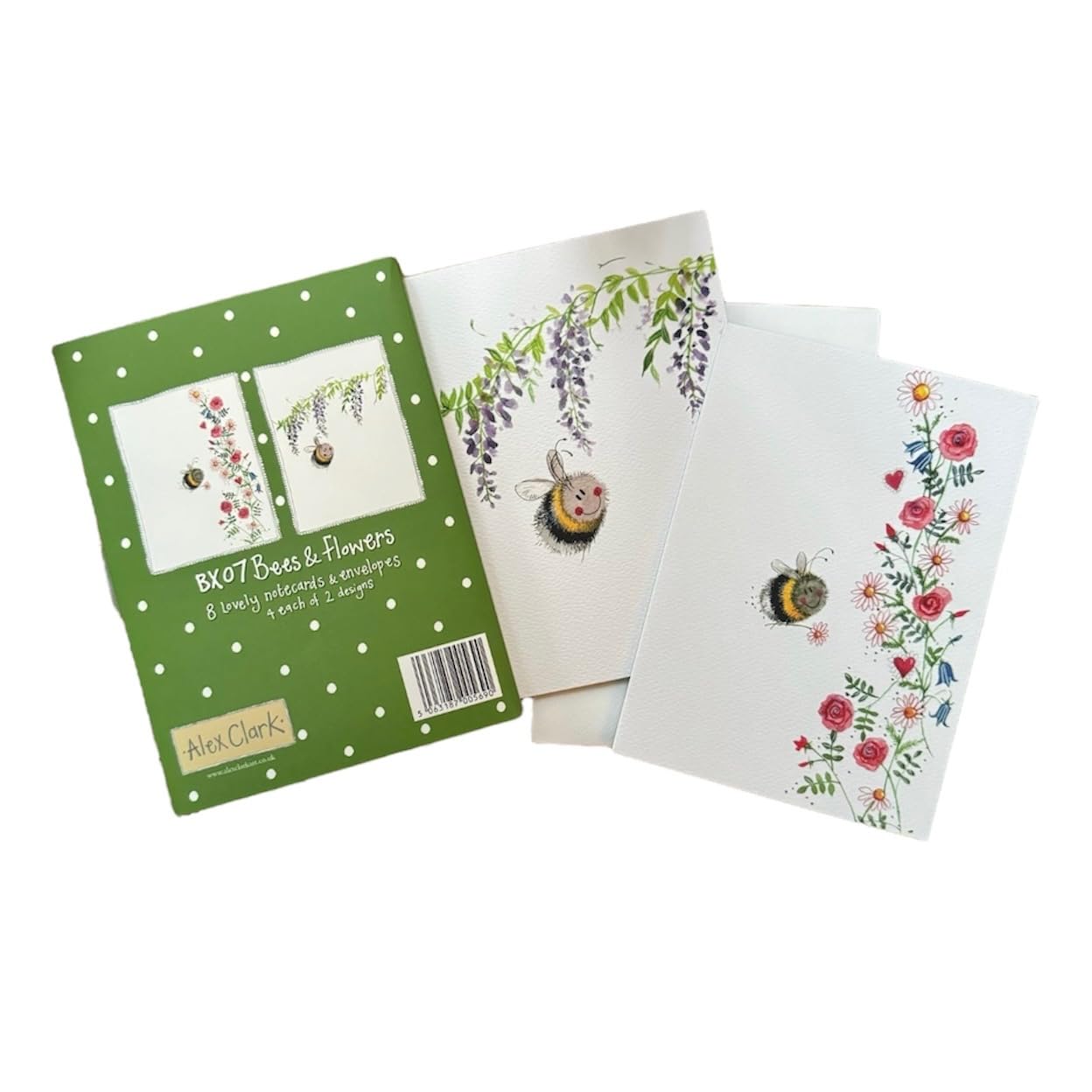 Alex Clark Bees and Flowers Boxed Notecards - Greeting Cards/floral and garden desgins/Pack of 8 Blank Cards/writing stationery/Card Wallet/Thank you, Get Well soon, Message, Note