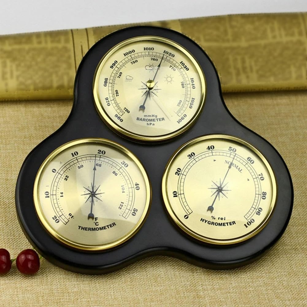 VINGAA Barometer, barometrisches Manometer für Zuhause, Barometer, Thermometer, Hygrometer, mechanische analoge Wetterstation, für Wohnzimmer, Schlafzimmer, Büro