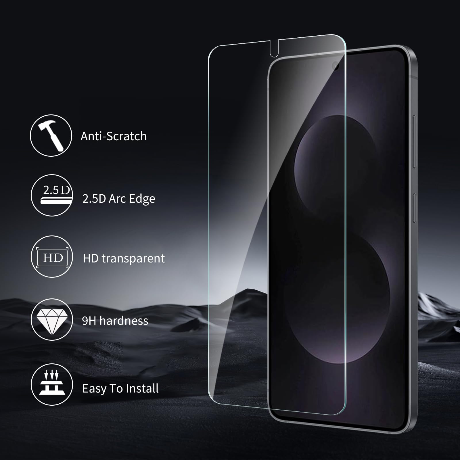 Paquete de 3+3 protectores de pantalla de vidrio templado para Samsung Galaxy S25 Edge con protector de lente de cámara, película de protección con marco de fácil instalación, dureza 9H